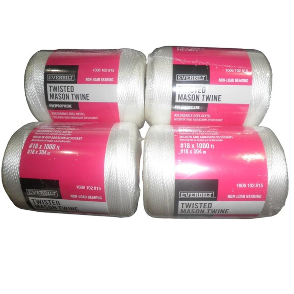 (4 Rolls) 1/16"D x 1000 ft. White Twisted Polypropylene Mason Twine - Picture 1 of 4